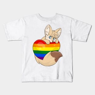 LGBTQIA Heart Flag - Fennec Fox Kids T-Shirt